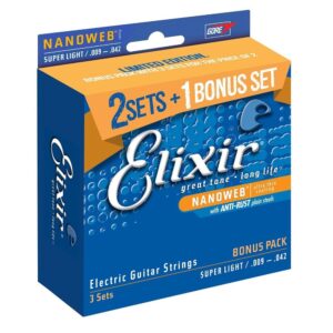 Elixir Bonus Pack Super Light 16540 Electric Guitar Strings 3 Set