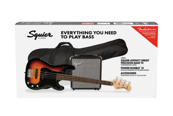 Squier Affinity Series Precision Bass PJ Pack R15 3-Color Sunburst