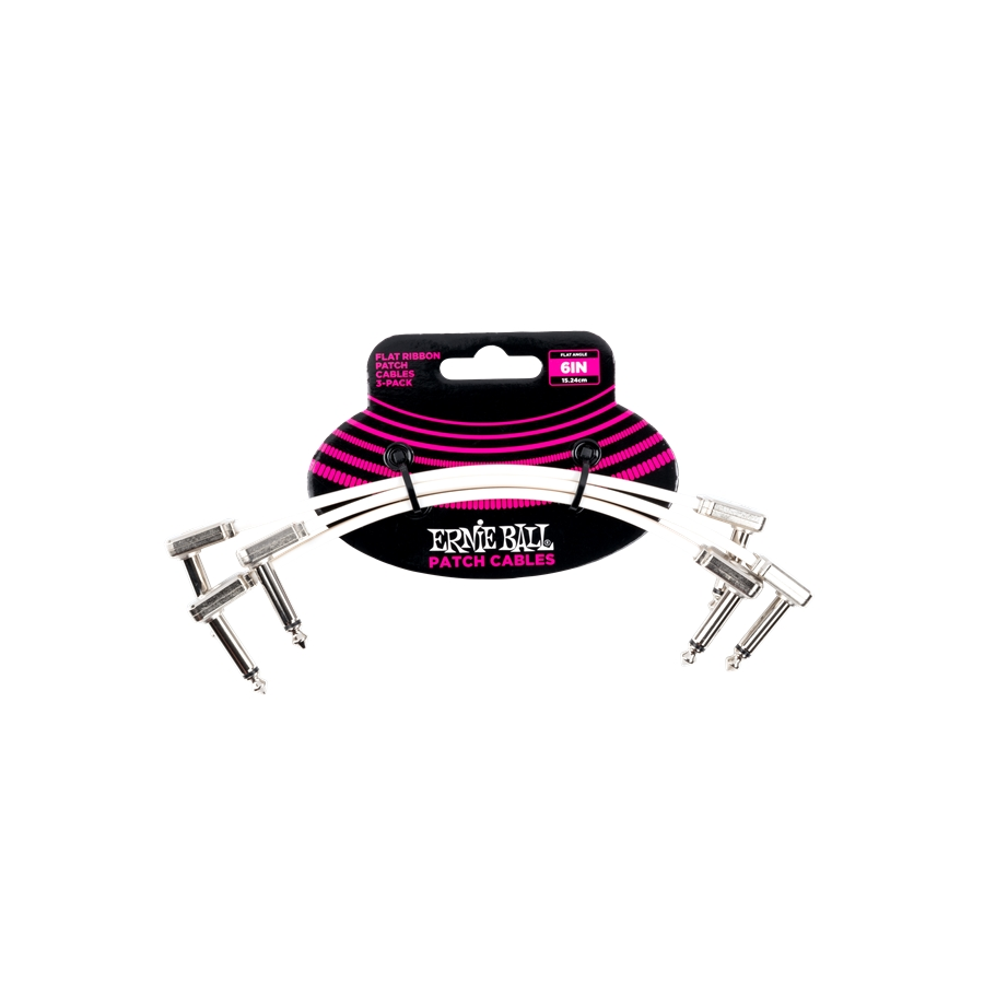 Ernie Ball 6384 Flat Ribbon Patch Cable White 15.24cm 3Pk