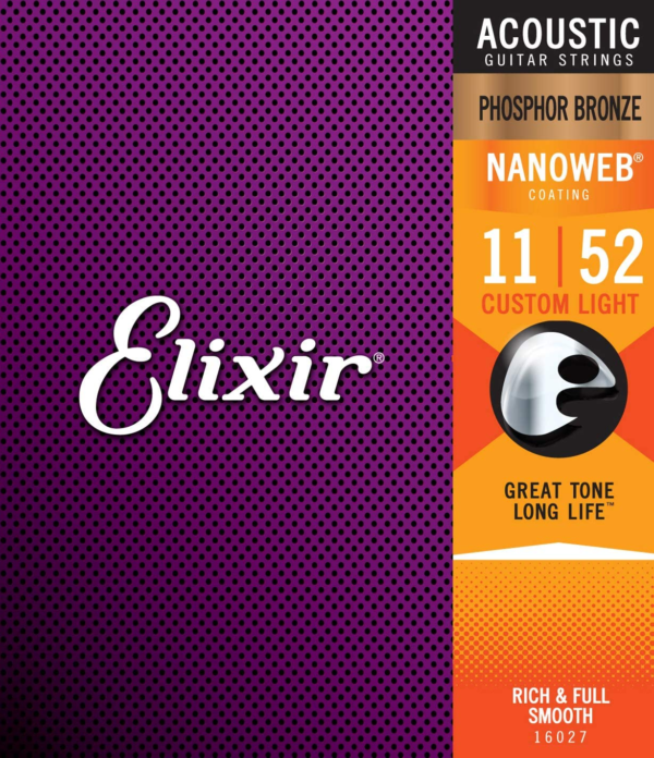 Elixir Acoustic Guitar Strings 11-52 Phosphor Bronze 16027
