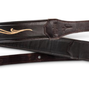 Taylor 4124-25 Spring Vine 2.5″ Embroidered Leather Guitar Strap Chocolate Brown