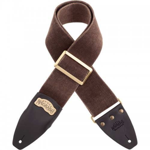 Magrabò 244.023M Stripe SC Cotton Washed Marrone 8 cm terminali Core Nero, fibbia Recta Ottone