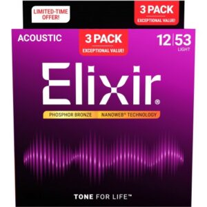 Elixir 16569 3-PACK Acoustic Phosphor Bronze NANOWEB