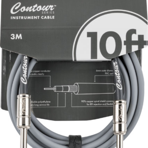 Fender Contour Series Instrument Cables 10 ft (Str/Str) Inca Silver