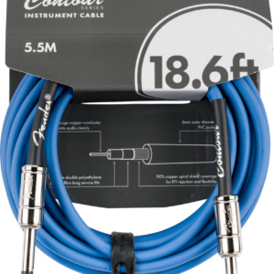 Fender Contour Series Instrument Cables 18.6 ft (Str/Str) Lake Placid Blue